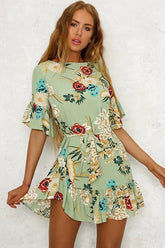 Print Ruffle Hem Mini Dress